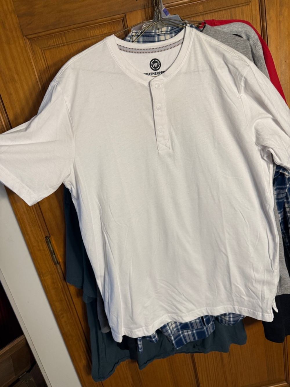 Weatherproof White Short-Sleeve Henley Tee with Button Placket